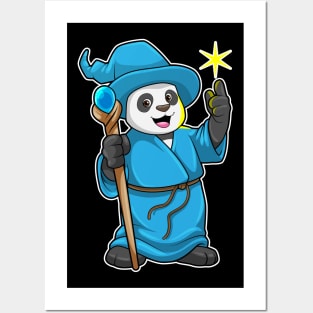 Panda as Wizard with Magic wand Posters and Art